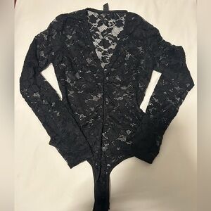 Black Mesh laced bodysuit